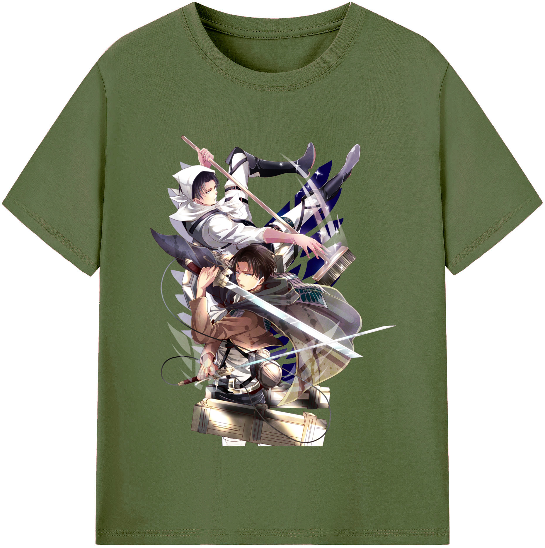 （画像用） 進撃の巨人 リヴァイ·アッカーマン Attack on Titan Levi Ackerman 綿100％半袖Tシャツ（フロントプリント）